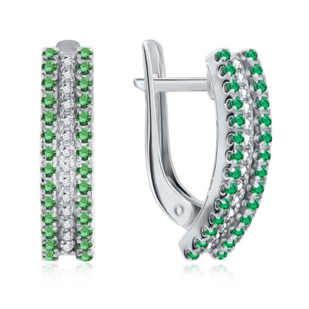 Купить оптом серьги из серебра с фианитами и ситаллами 2340880165-1-60 от Krasnoe