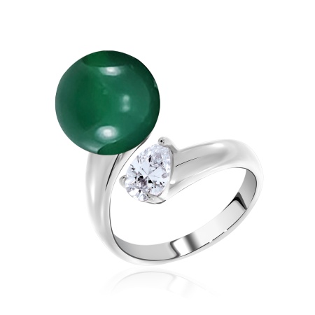 Купить оптом кольцо из серебра с агатом и фианитом 1340391396-60 от Krasnoe