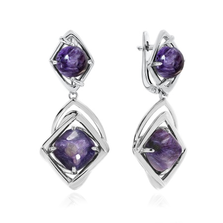 Купить оптом серьги из серебра с чароитами 2340460950 от Krasnoe