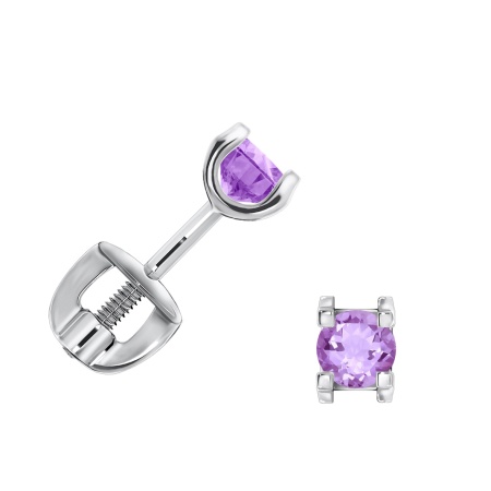 Купить оптом пусеты из серебра с аметистами П340062130 от Krasnoe