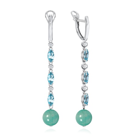 Купить оптом серьги из серебра с амазонитами, фианитами и топазами 2340371204л-2-70 от Krasnoe