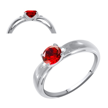 Купить оптом кольцо из серебра с гранатом и фианитами 1340820259 от Krasnoe