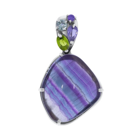 Купить оптом подвеска из серебра с фианитом, флюоритом, стеклоом и кристалл ювелирныйами 3340574283 от Krasnoe