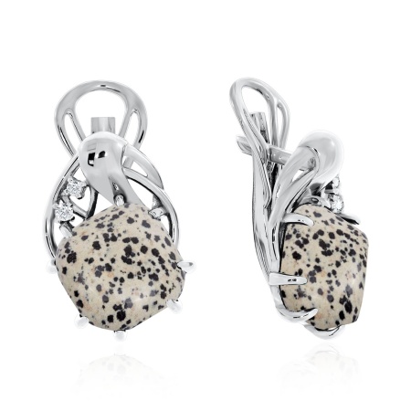 Купить оптом серьги из серебра с яшмой и фианитами 2340300984-11 от Krasnoe