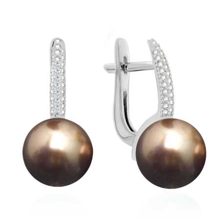 Купить оптом серьги из серебра с жемчугами и фианитами 2340241558л-42 от Krasnoe