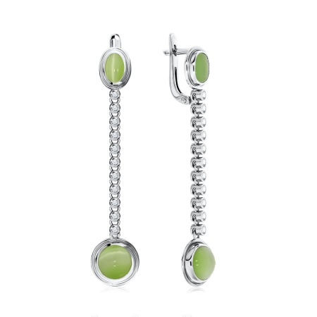 Купить оптом серьги из серебра с кошачий глазами и фианитами 2340260378л-1-65 от Krasnoe