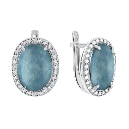 Купить оптом серьги из серебра с амазонитами и фианитами 2340370253л от Krasnoe