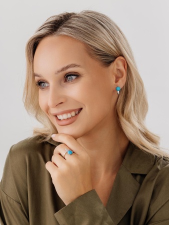 Купить оптом серьги из серебра с бирюзой 2340311862 от Krasnoe