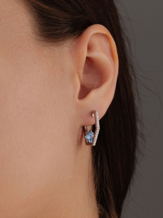 Купить оптом серьги из серебра с ситаллами и фианитами 2340885531л-71 от Krasnoe