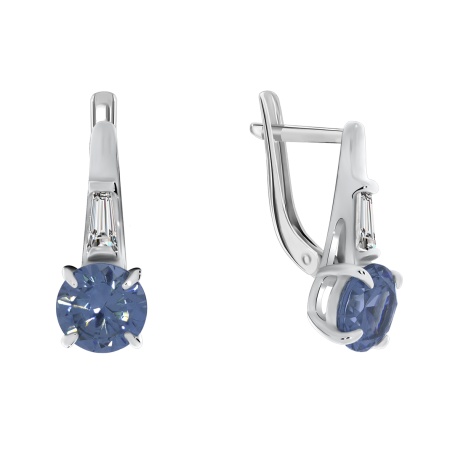 Купить оптом серьги из серебра с фианитами и кристалл ювелирныйами 2340290284-76 от Krasnoe