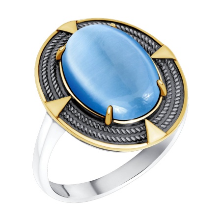 Купить оптом кольцо из серебра с кош. глаз гол. синт.ом 1317265779-70 от Krasnoe