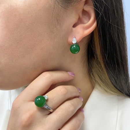 Купить оптом серьги из серебра с агатами и фианитами 2340391396-60 от Krasnoe