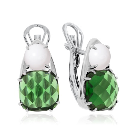 Купить оптом серьги из серебра с ситаллами и лунным камнем 2340931187 от Krasnoe