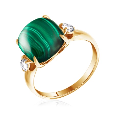 Купить оптом кольцо из серебра с малахитом и фианитами 1320380380 от Krasnoe