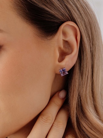 Купить оптом пусеты из серебра с аметистами 2340061912 от Krasnoe