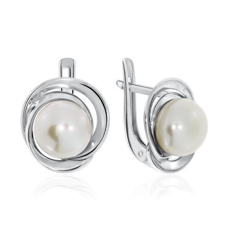 Купить оптом серьги из серебра с жемчугом 2340050843 от Krasnoe