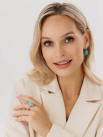 Купить оптом серьги из серебра с бирюзой 2340311944 от Krasnoe