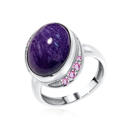 Купить оптом кольцо из серебра с чароитом и фианитами 1340460992-92 от Krasnoe
