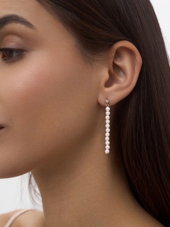 Купить оптом пусеты из серебра с фианитами и жемчугами 2340245315 от Krasnoe