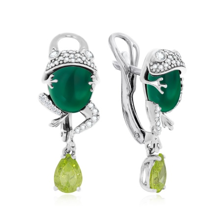 Купить оптом серьги из серебра с агатами, ситаллами и фианитами 2340392662л-60 от Krasnoe