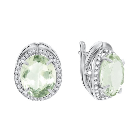 Купить оптом серьги из серебра с празиолитами и фианитами 2340910140 от Krasnoe