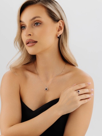 Купить оптом серьги из серебра с гранатами 2340155539 от Krasnoe