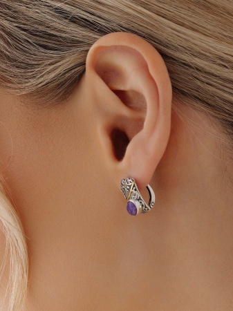 Купить оптом серьги из серебра с чароитами 2317461367 от Krasnoe