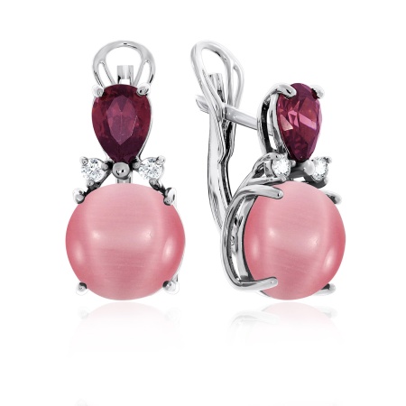 Купить оптом серьги из серебра с кошачий глазами и фианитами 2340260935-30 от Krasnoe