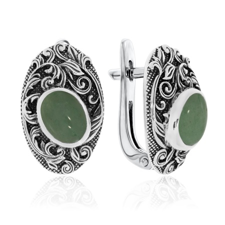 Купить оптом серьги из серебра с авантюринами 2310361369-1-60 от Krasnoe