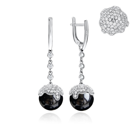 Купить оптом серьги из серебра с агатами и фианитами 2340390814л-1-20 от Krasnoe