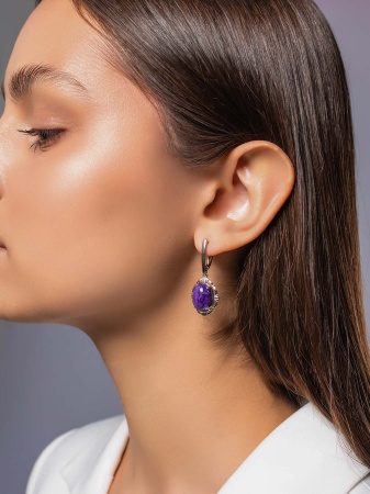 Купить оптом серьги из серебра с чароитами 2340465702 от Krasnoe