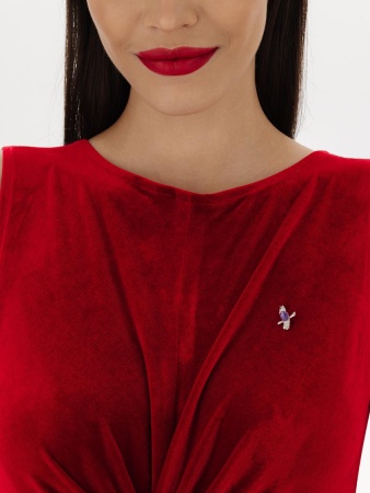 Купить оптом брошь из серебра с ситаллом, чароитом и фианитами 6340461699 от Krasnoe