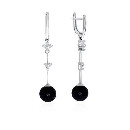 Купить оптом серьги из серебра с синтетическими авантюринами и фианитами 2340360657-80 от Krasnoe