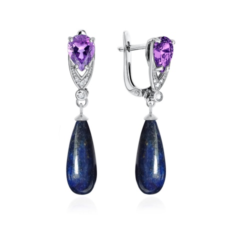 Купить оптом серьги из серебра с лазуритами и фианитами 2340470795л от Krasnoe