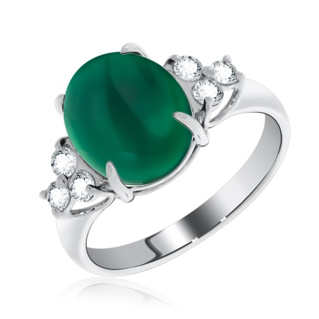 Купить оптом кольцо из серебра с агатом и фианитами 1340390940-60 от Krasnoe