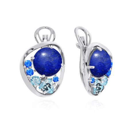 Купить оптом серьги из серебра с лазуритами, ситаллами и фианитами 2340471170-70 от Krasnoe