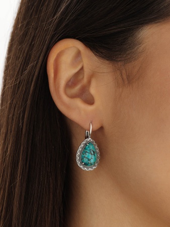 Купить оптом серьги из серебра с бирюзой 2310315062 от Krasnoe