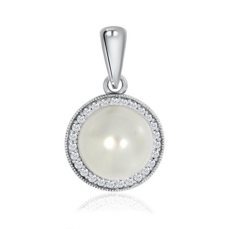 Купить оптом подвеска из серебра с жемчугом и фианитами 3340050806л от Krasnoe