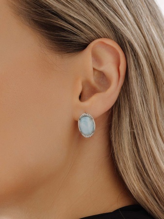 Купить оптом серьги из серебра с ларимарами и фианитами 2340Л11968л от Krasnoe