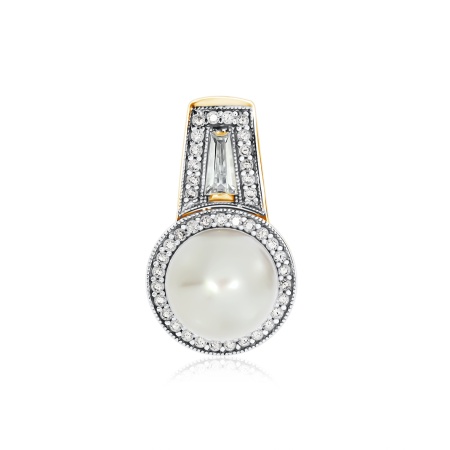 Купить оптом подвеска из серебра с жемчугом и фианитами 3329050803л-2 от Krasnoe