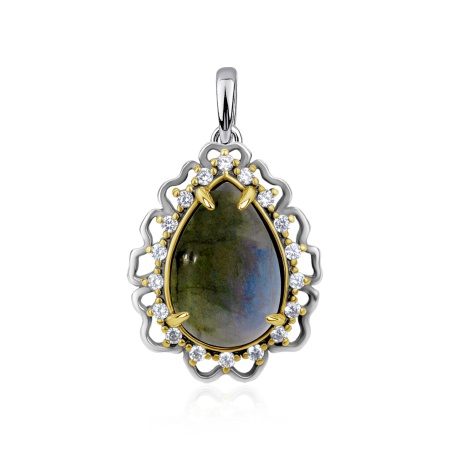 Купить оптом подвеска из серебра с лабрадоритом и фианитами 3317Л05325л от Krasnoe