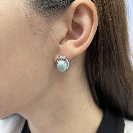 Купить оптом серьги из серебра с ларимаром 2340Л11865 от Krasnoe