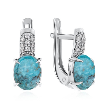 Купить оптом серьги из серебра с бирюзой и фианитами 2340310373л от Krasnoe