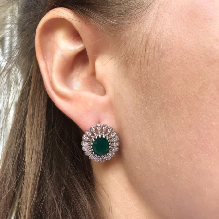 Купить оптом серьги из серебра с агатами и фианитами 2340390251-60 от Krasnoe