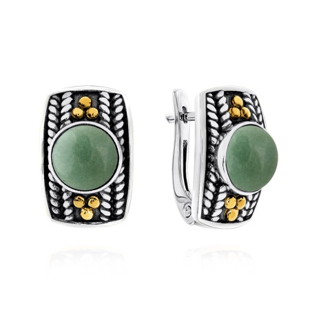 Купить оптом серьги из серебра с авантюринами 2317361750-1-60 от Krasnoe