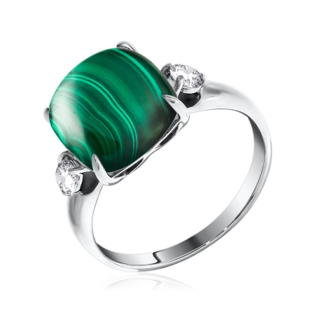 Купить оптом кольцо из серебра с малахитом и фианитами 1340380380 от Krasnoe