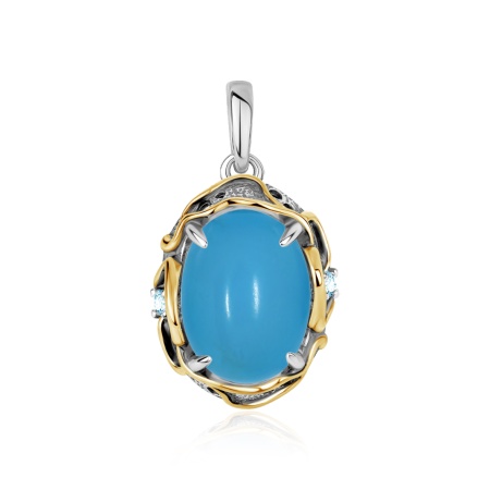 Купить оптом подвеска из серебра с бирюзой и фианитами 3317Б25329 от Krasnoe