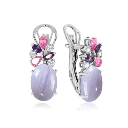 Купить оптом серьги из серебра с агатами и фианитами 2340390886-2 от Krasnoe