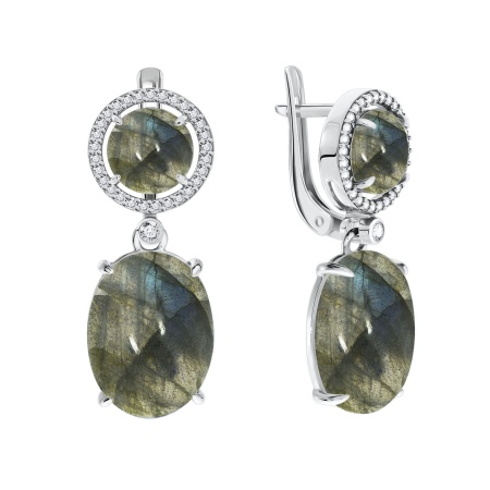 Купить оптом серьги из серебра с лабрадоритами и фианитами 2340Л00513л от Krasnoe