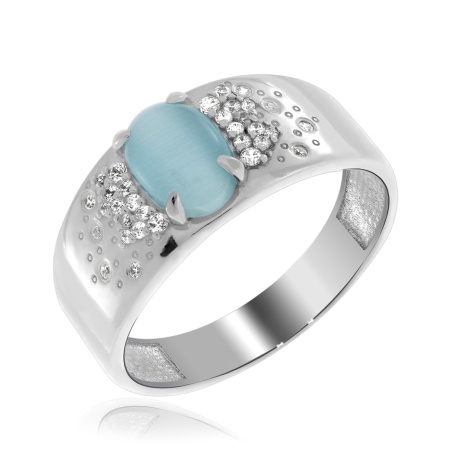 Купить оптом кольцо из серебра с кошачий глазом и фианитами 1340262376л-70 от Krasnoe